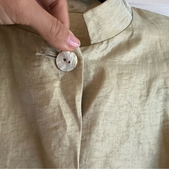 Peter Cohen Silk Linen Blazer Jacket Size Medium Yellow Sheen Mature Lagenlook - Picture 4 of 9